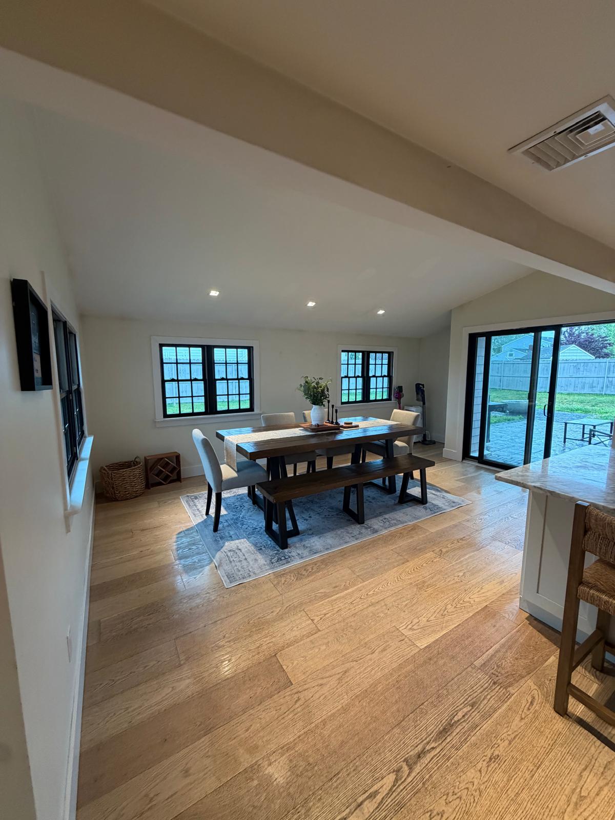 Dining area with wood floors mopped and polished