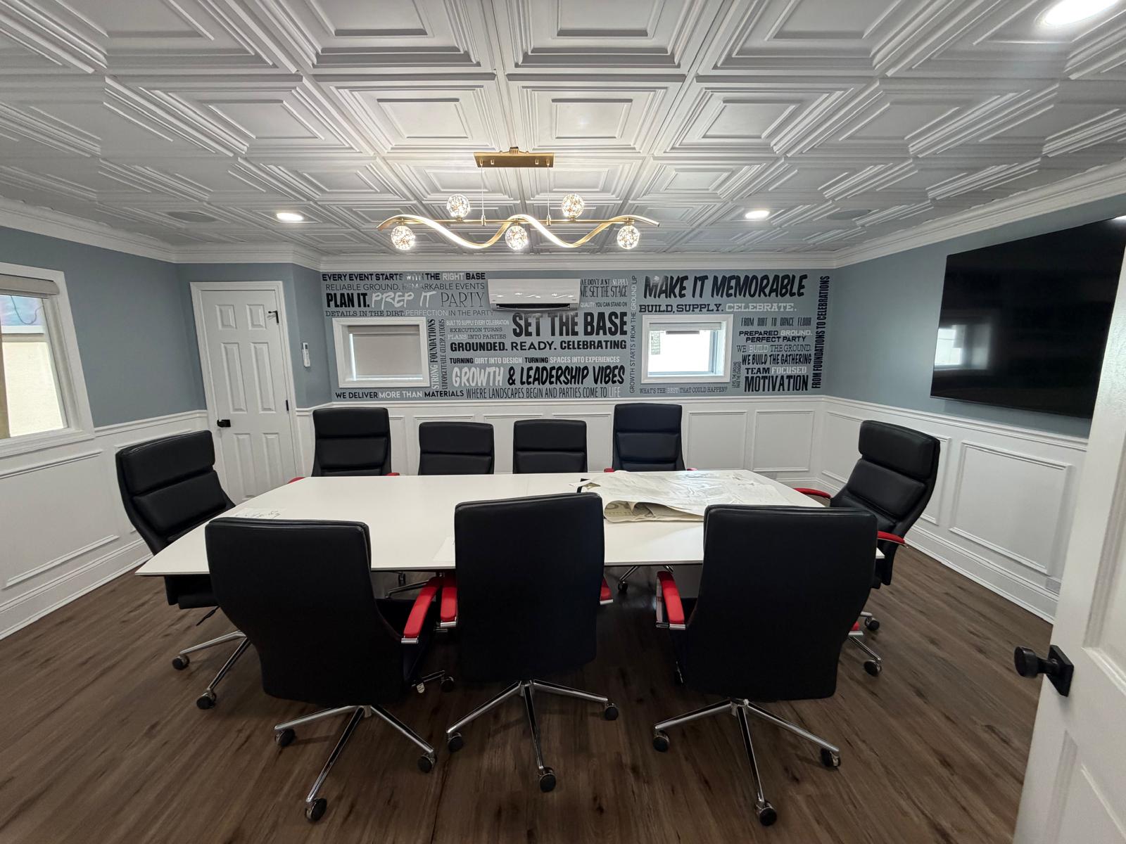 Office conference room with floors and surfaces cleaned